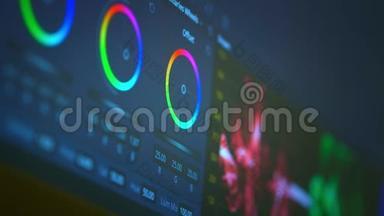 影视中色彩分级视频的软件界面.. 专业岗位制作照片和